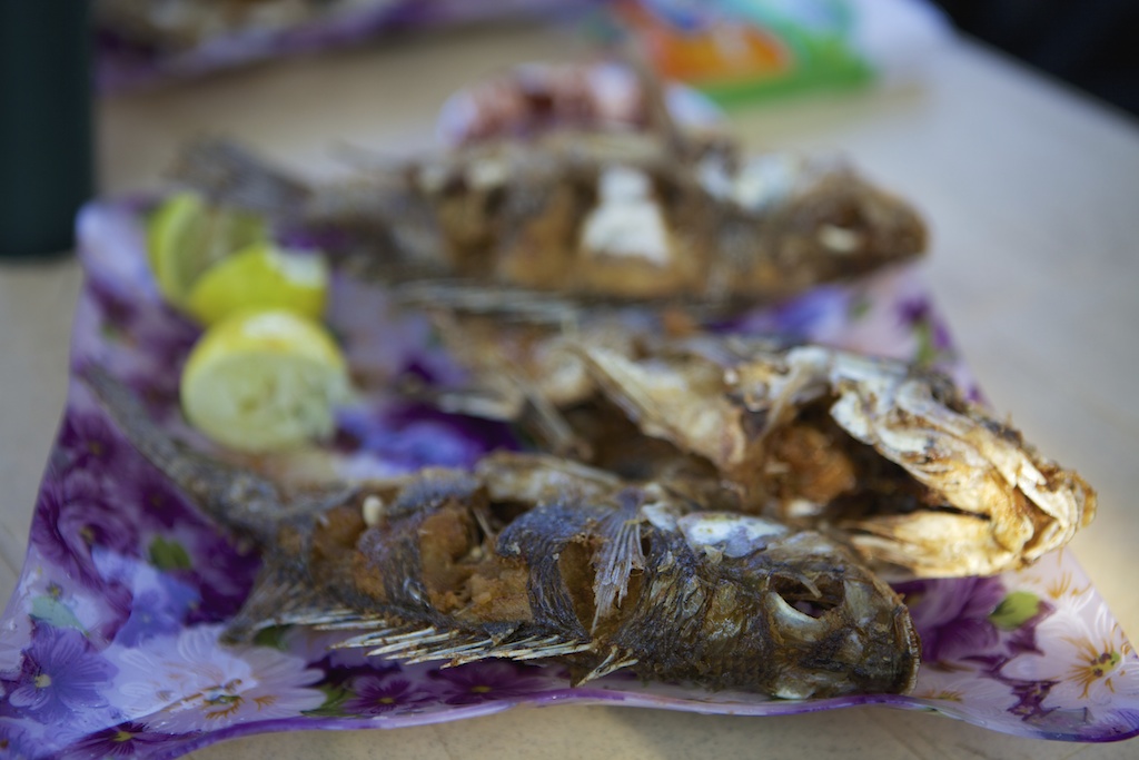 A plate of fried fish