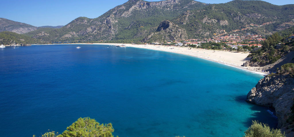 aerial shot of Olu Deniz, Turkey