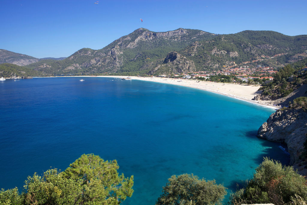 aerial shot of Olu Deniz, Turkey