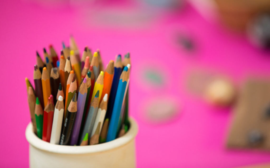 pot of coloured pencils