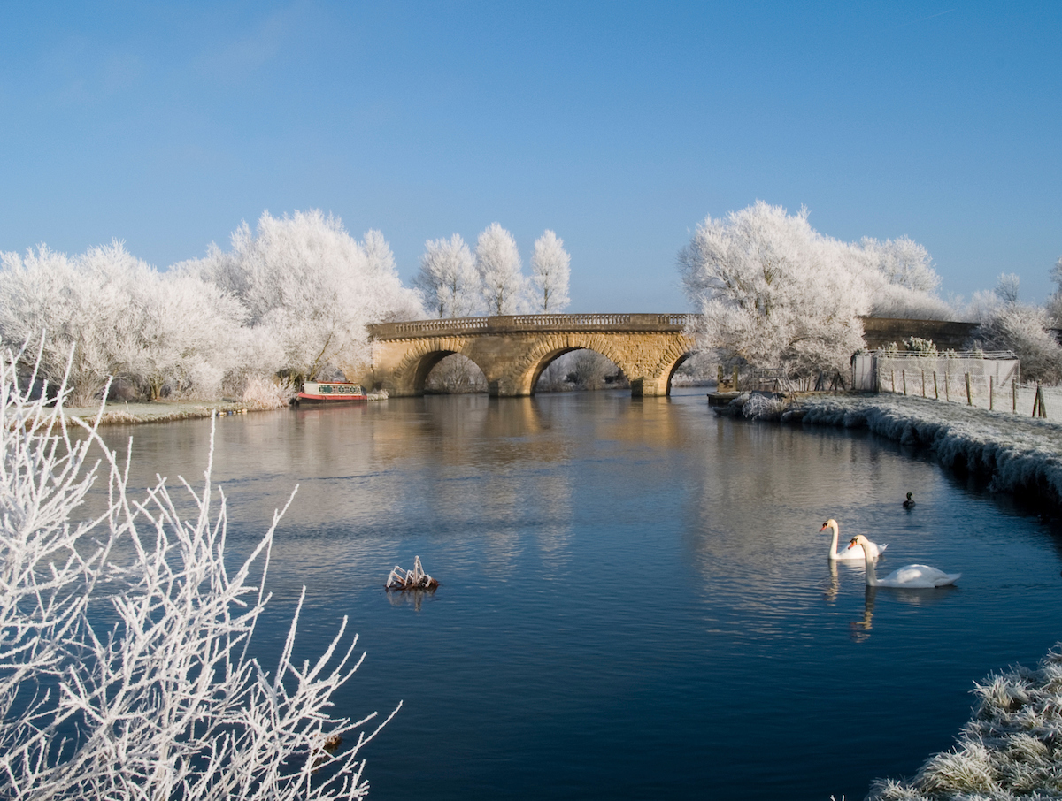 Swinford Toll Bridge Oxfordshire in a heavy frost